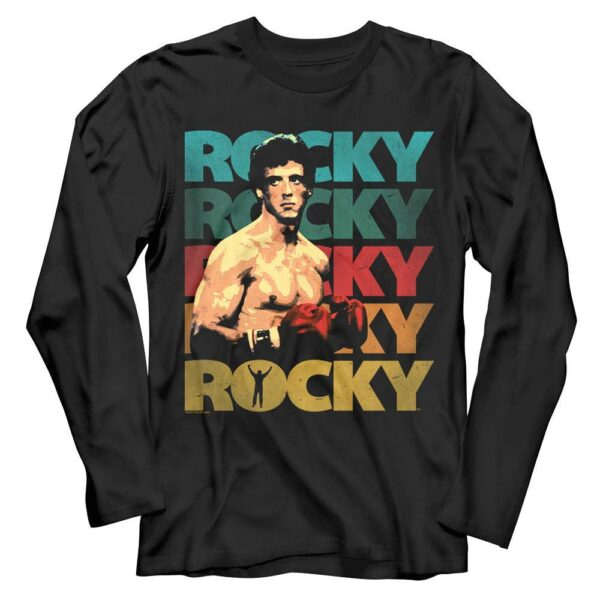 Rocky Pose 70’s Retro Fade Men’s Long Sleeve T Shirt