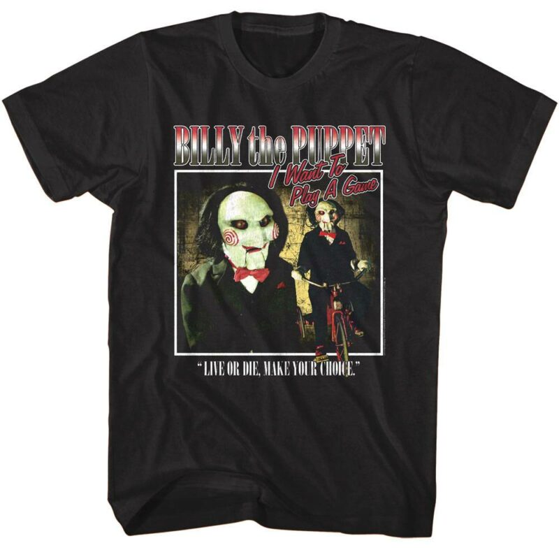 SAW Billy the Puppet Wants to Play a Game Men’s T Shirt