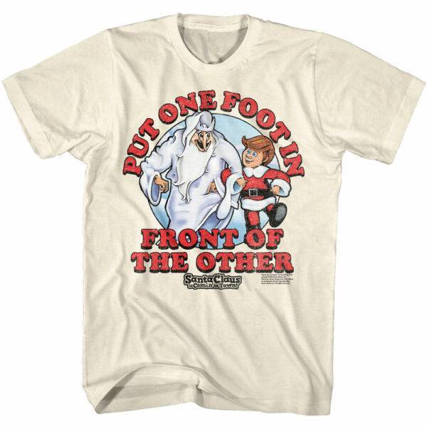 Santa Claus is Comin’ to Town One Foot in Front Men’s T Shirt