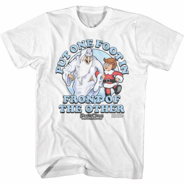 Santa Claus is Comin’ to Town One Foot in Front of the Other Men’s T Shirt