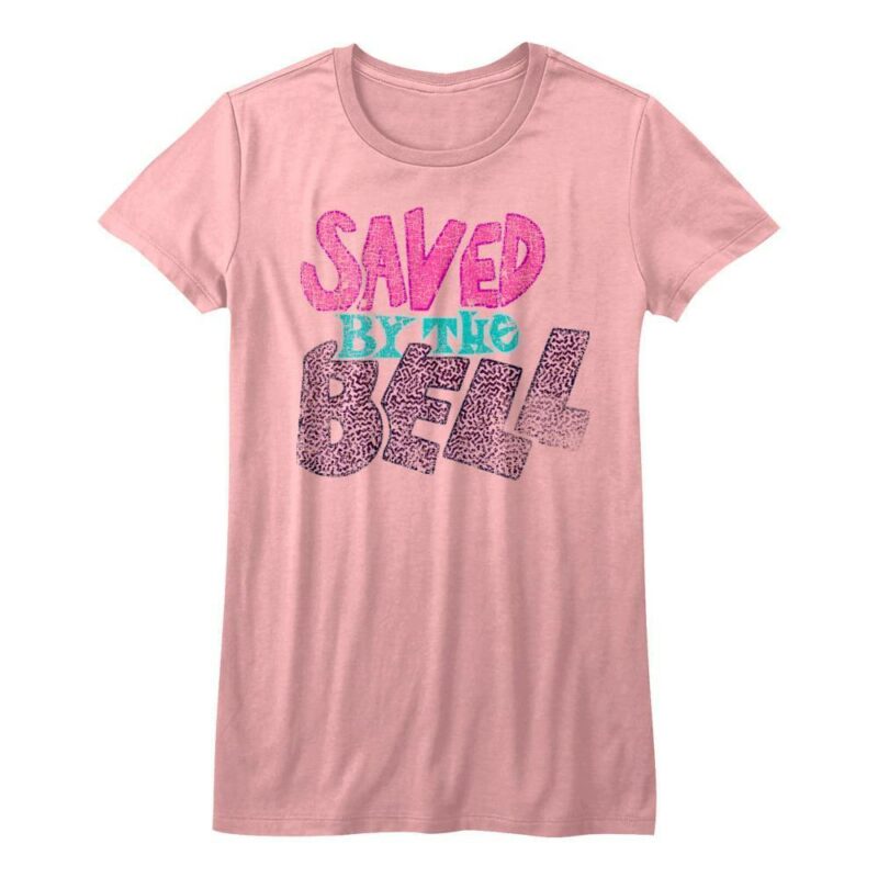 Saved-by-the-bell-Womens-TShirt-Vintage-TV-Logo-Top-Pink-SBB524J