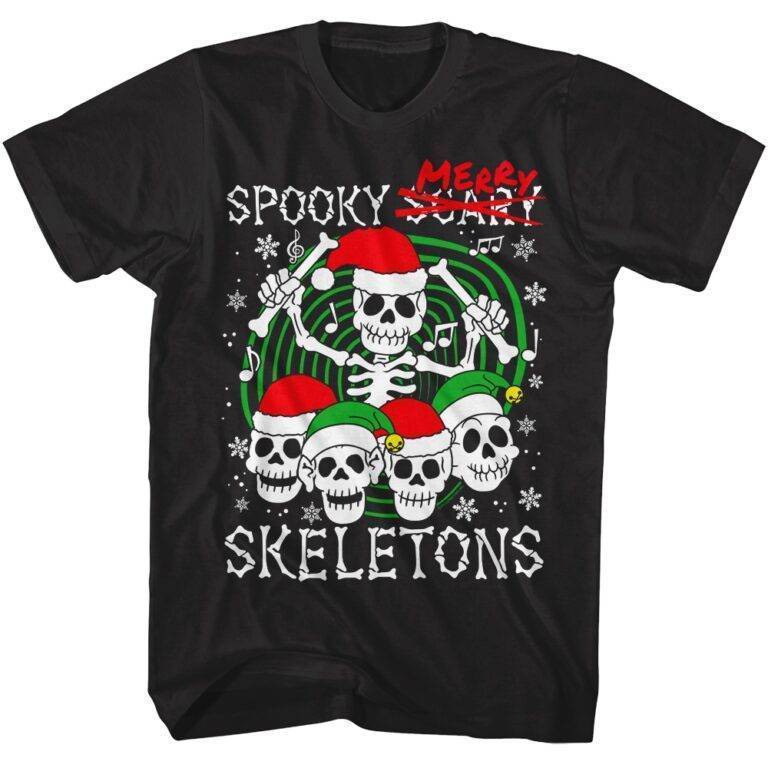 Spooky Scary Skeletons Merry Christmas Men’s T Shirt