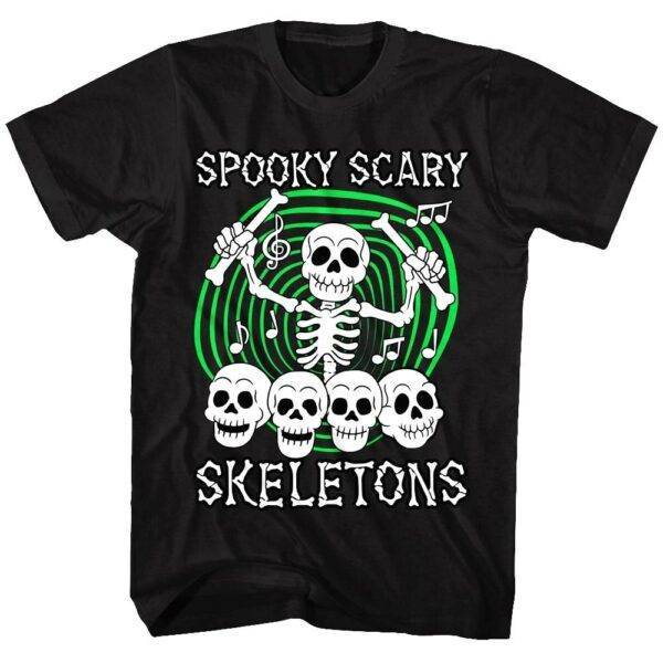 Spooky Scary Skeletons Skull Drummer Men’s T Shirt