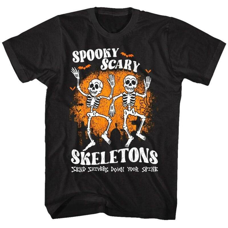 Spooky Scary Skeletons Graveyard Bats Men’s T Shirt