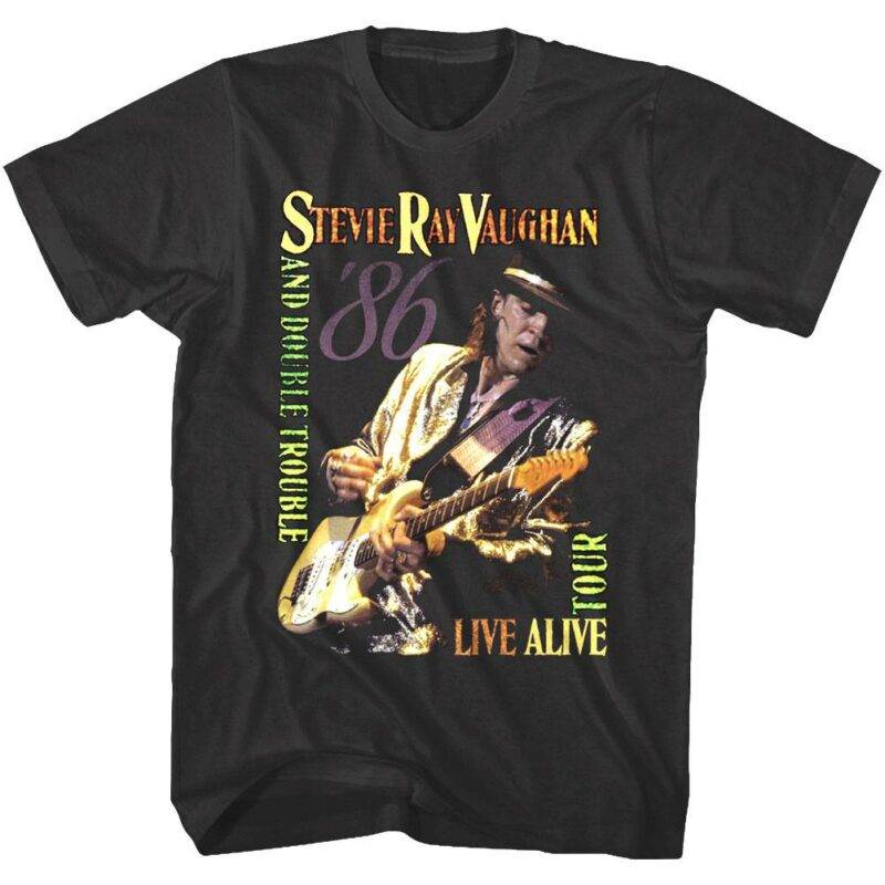 Stevie Ray Vaughan & Double Trouble Live Alive Tour 1986 Men’s T Shirt