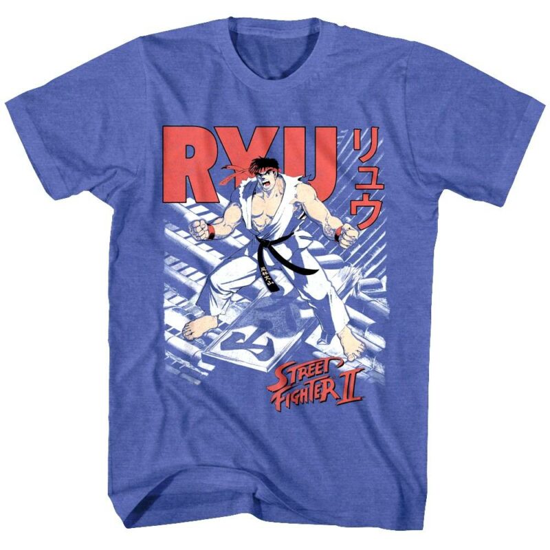 Street Fighter 2 Ryu Japanese Rooftops T-Shirt