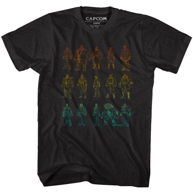 Street Fighter Character Outlines T-Shirt