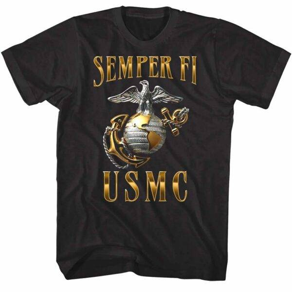 USMC Marines Semper Fi Metallic Pin Men’s T Shirt