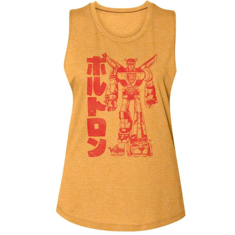 Voltron-WoMens-Muscle-Tank-golion-katakana-kanji-robot-gold-VOL533-329