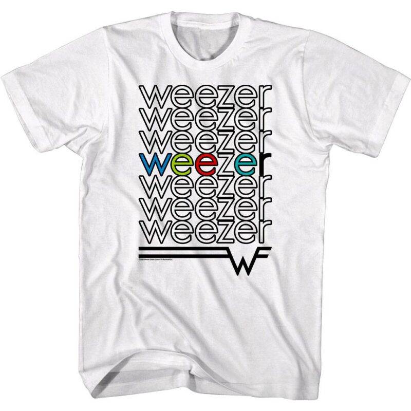 Weezer Rainbow Repeat Logo Men’s T Shirt