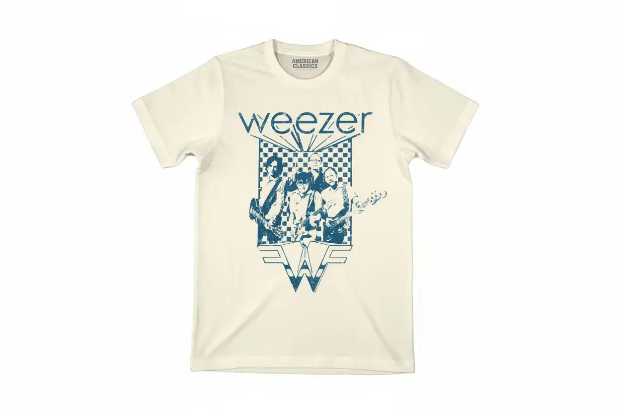 Weezer Checkered Band Men’s T Shirt close