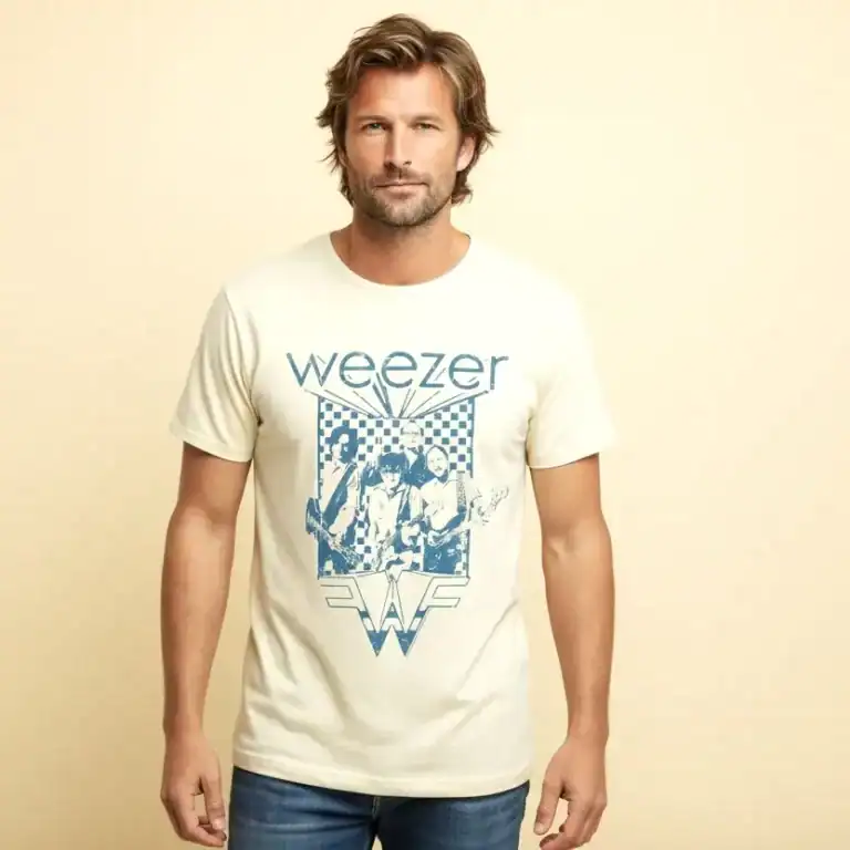 Weezer Checkered Band Men’s T Shirt front