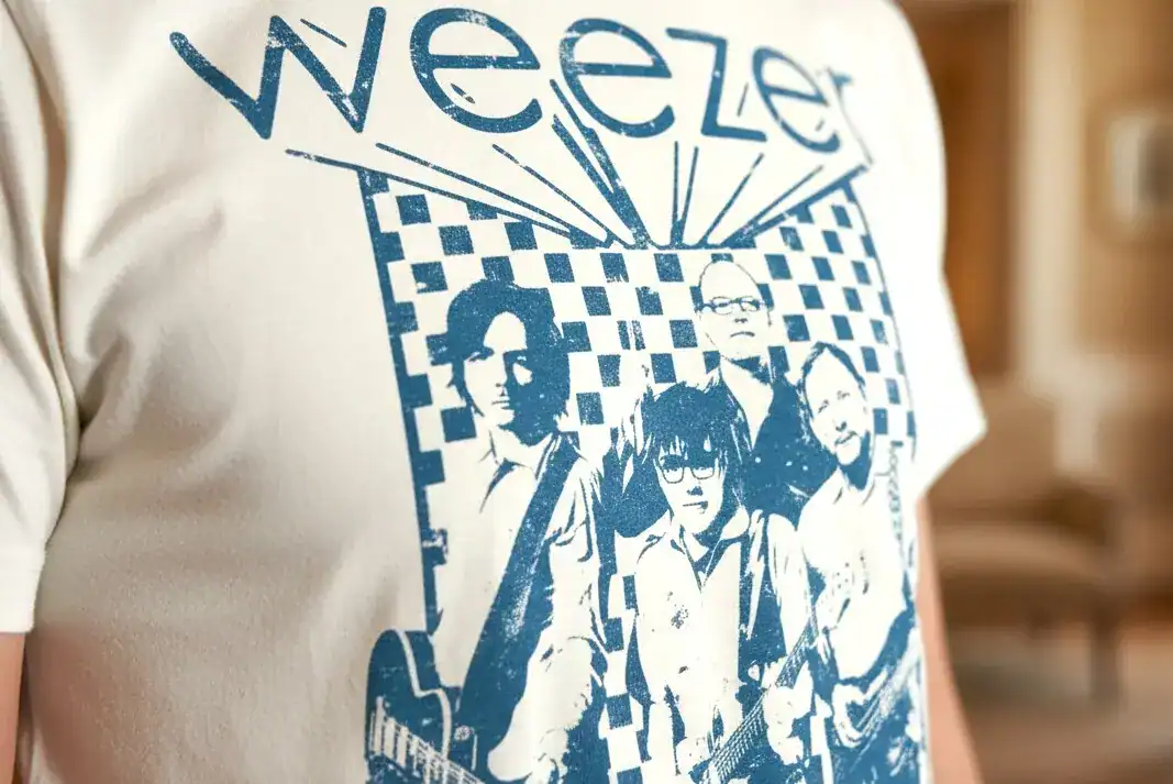 Weezer Checkered Band Men’s T Shirt flat