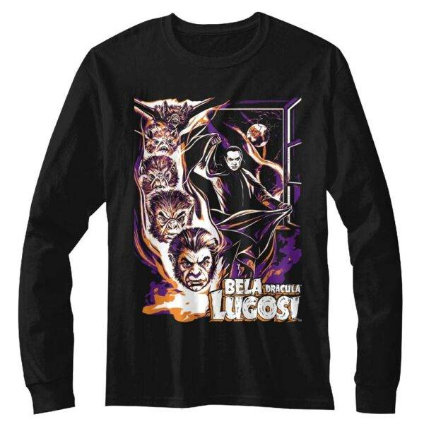 Bela Lugosi Vampire Bat Transformation Long Sleeve T Shirt