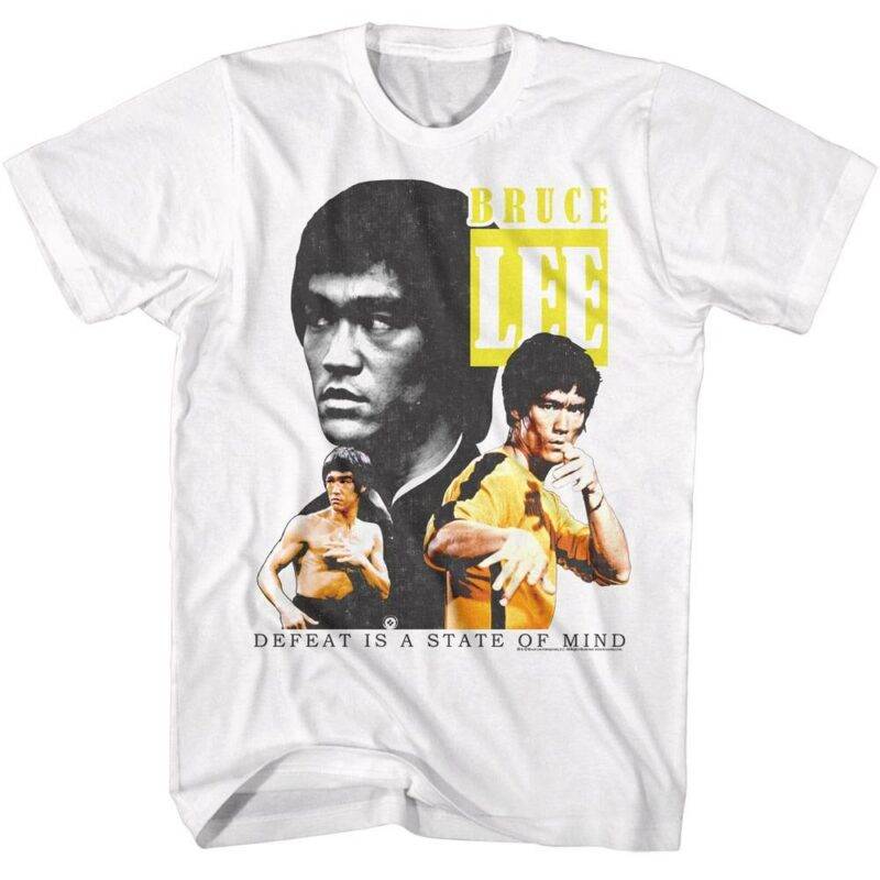 Bruce Lee Triple Threat White Men’s T Shirt