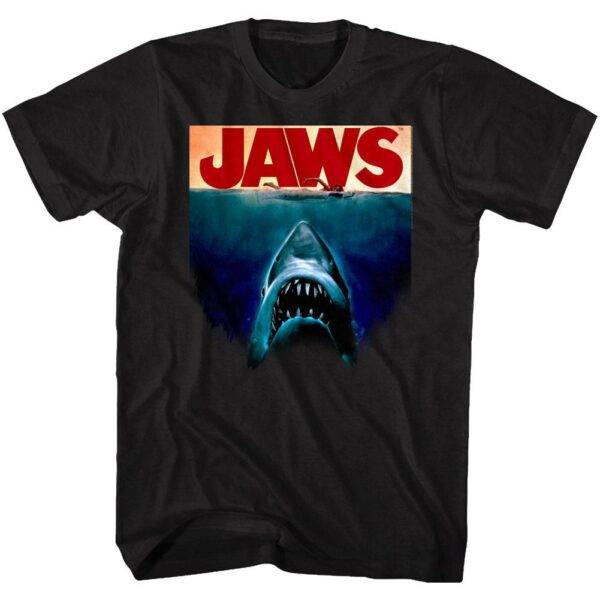 Jaws Shark Vintage Movie Poster Men’s Black T Shirt