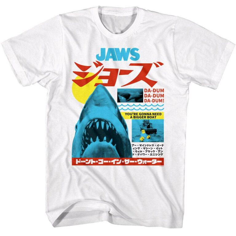 Jaws Japanese Newspaper Headlines Men’s T Shark