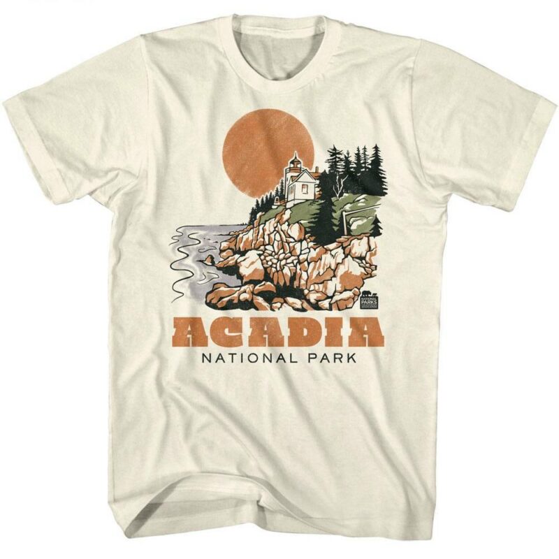 Acadia Lighthouse Sketch Men’s T Shirt