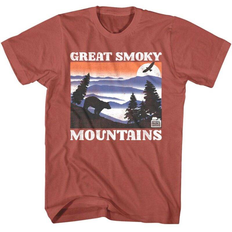 Great Smoky Mountains Mist Sunset Men’s Earth T Shirt