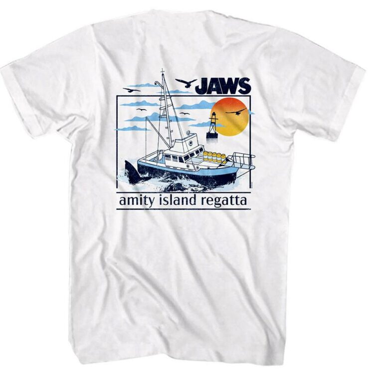 Jaws Amity Island Regatta Sunrise Men’s T Shirt