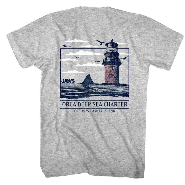 Jaws Lighthouse Deep Sea Charter Men’s T Shirt