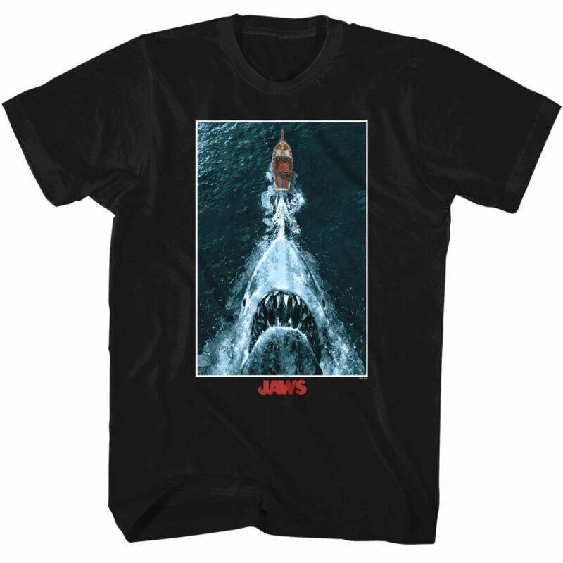 Jaws Shark Chasing Boat Men’s T Shirt