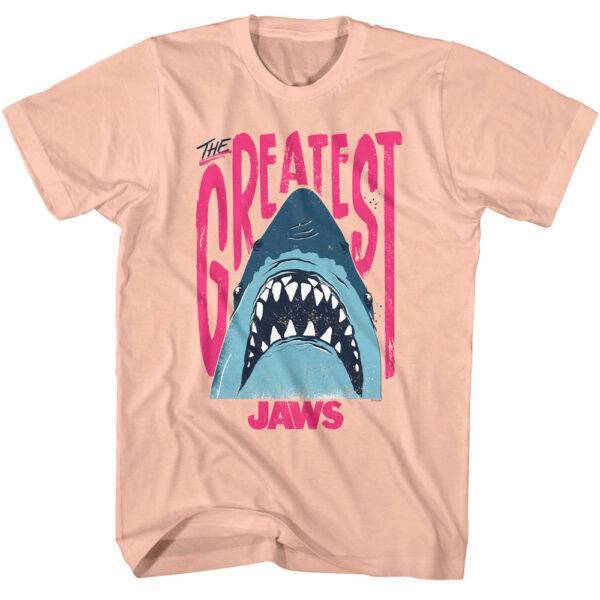 Jaws The Greatest Shark Men’s Pink T Shirt