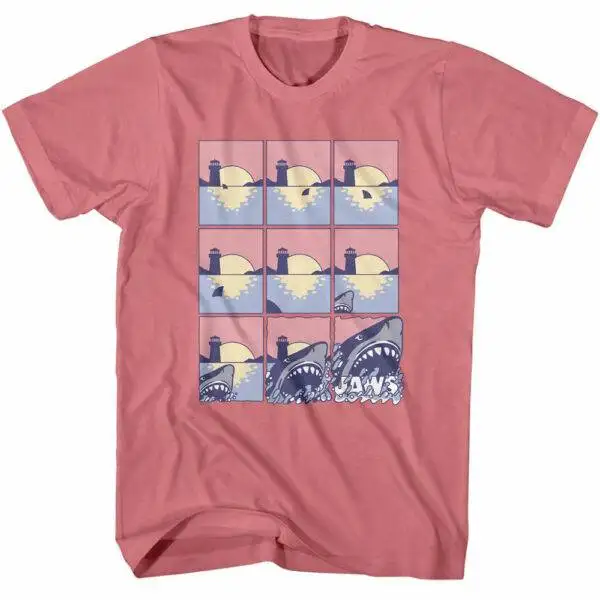 Jaws Pastel Comic Shark Chase Men’s T Shirt