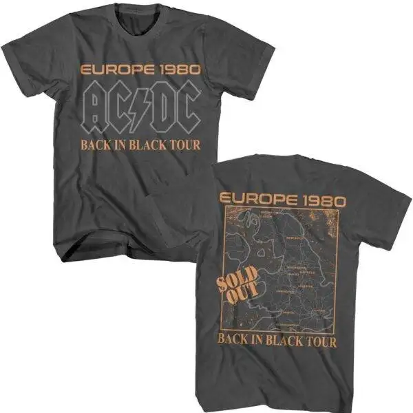 ACDC Europe Back in Black Tour 80 Men’s T Shirt