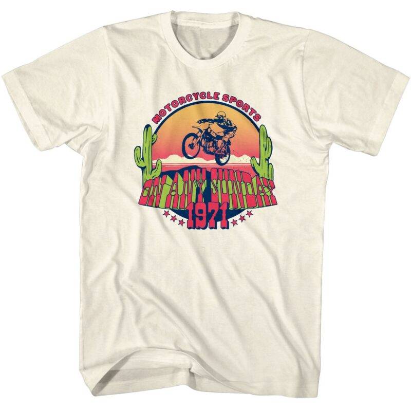 On Any Sunday 71 Sunrise Cactus Jump Men’s T Shirt