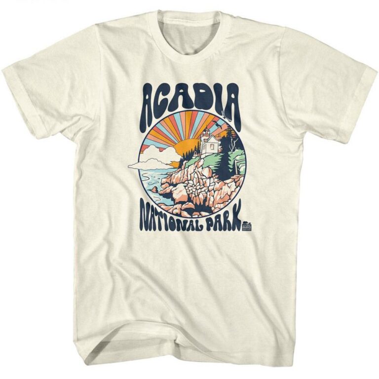 Acadia Park Lighthouse Sunrise Men’s T Shirt