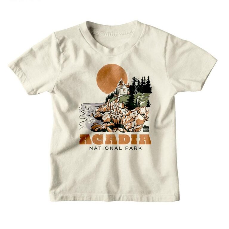 Acadia Bass Harbor Head Light Station Kids T Shirt