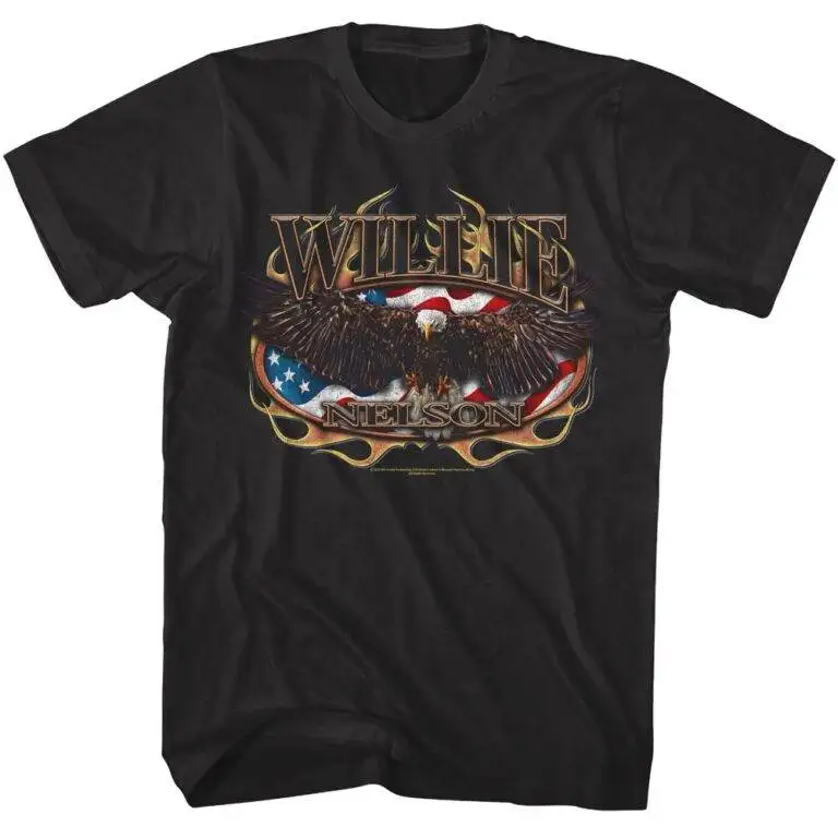 Willie Nelson Flaming American Eagle Men’s T Shirt