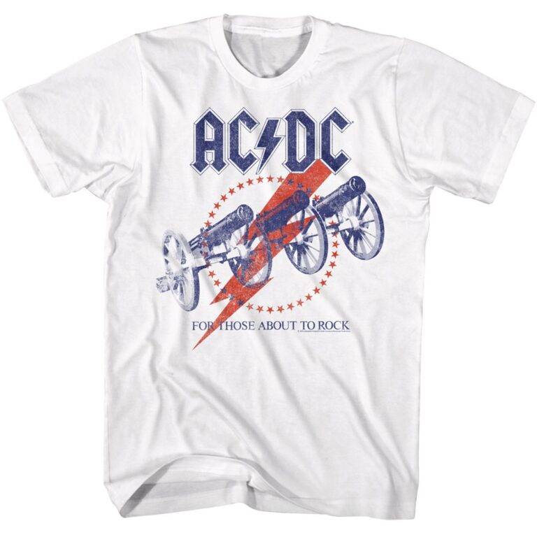 ACDC FTATR Triple Cannon White Men’s T Shirt