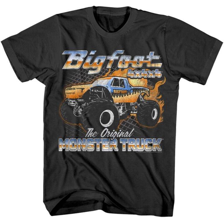 Bigfoot Flaming Monster Truck Men’s T Shirt