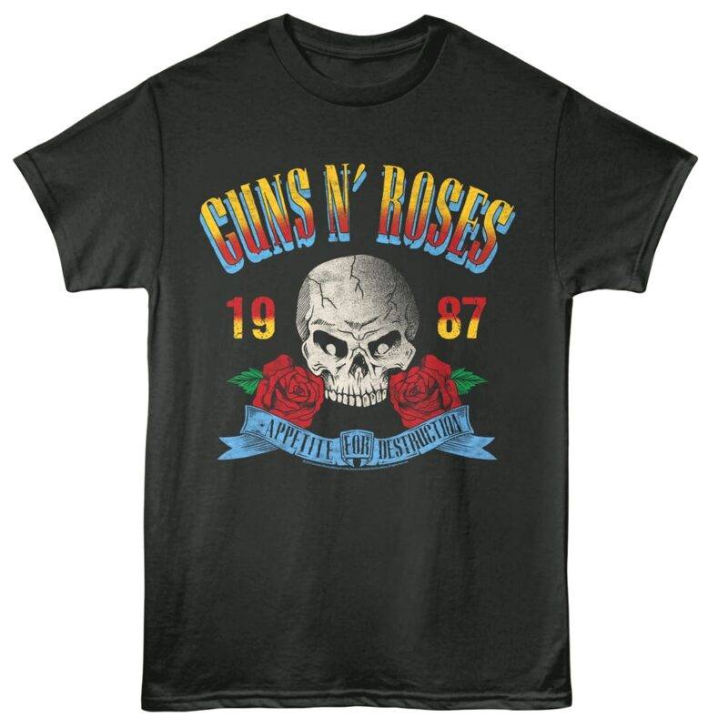 Guns N Roses Appetite 1987 Skull Men’s T Shirt