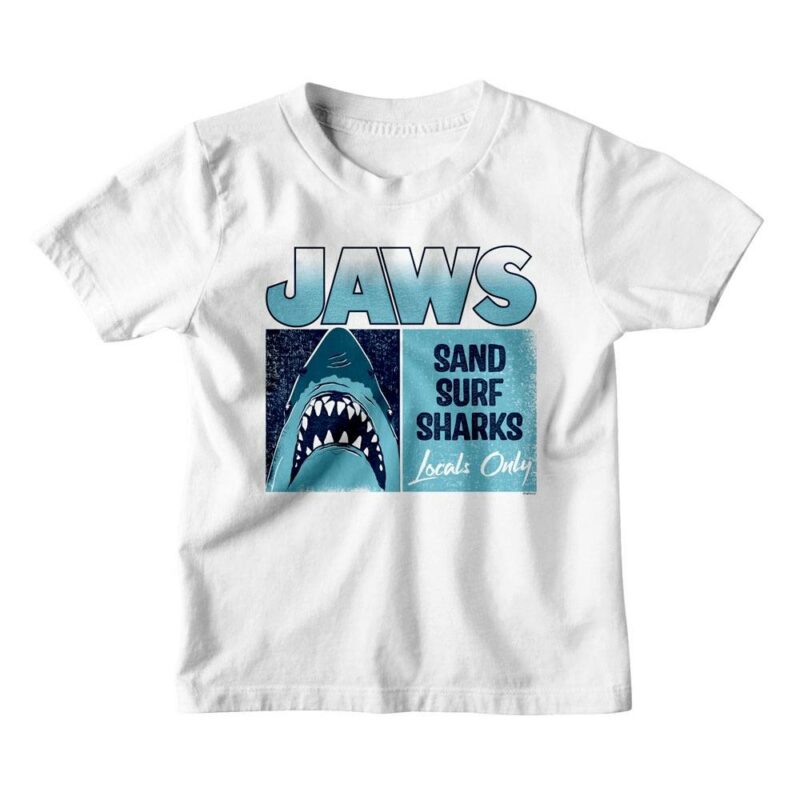 Jaws Sand Surf Sharks Locals Only Kids T Shirt