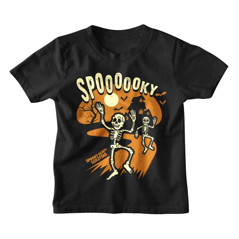 Spooky Scary Skeletons Haunted Path Kids T Shirt