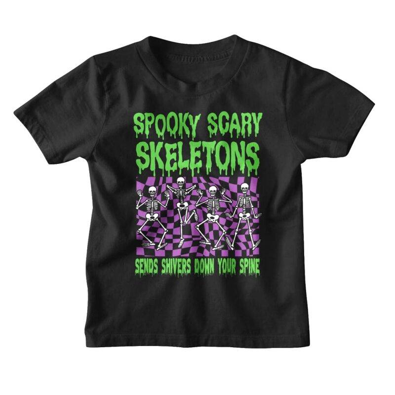 Spooky Scary Skeletons Sends Shivers Down Your Spine Kids T Shirt