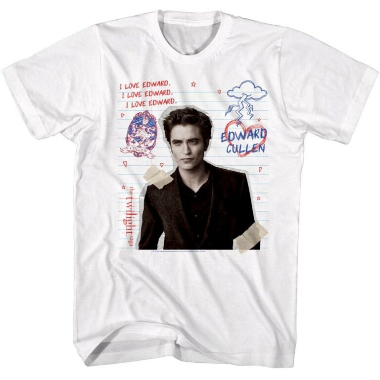 Twilight I Love Edward Notebook Doodles Men’s T Shirt