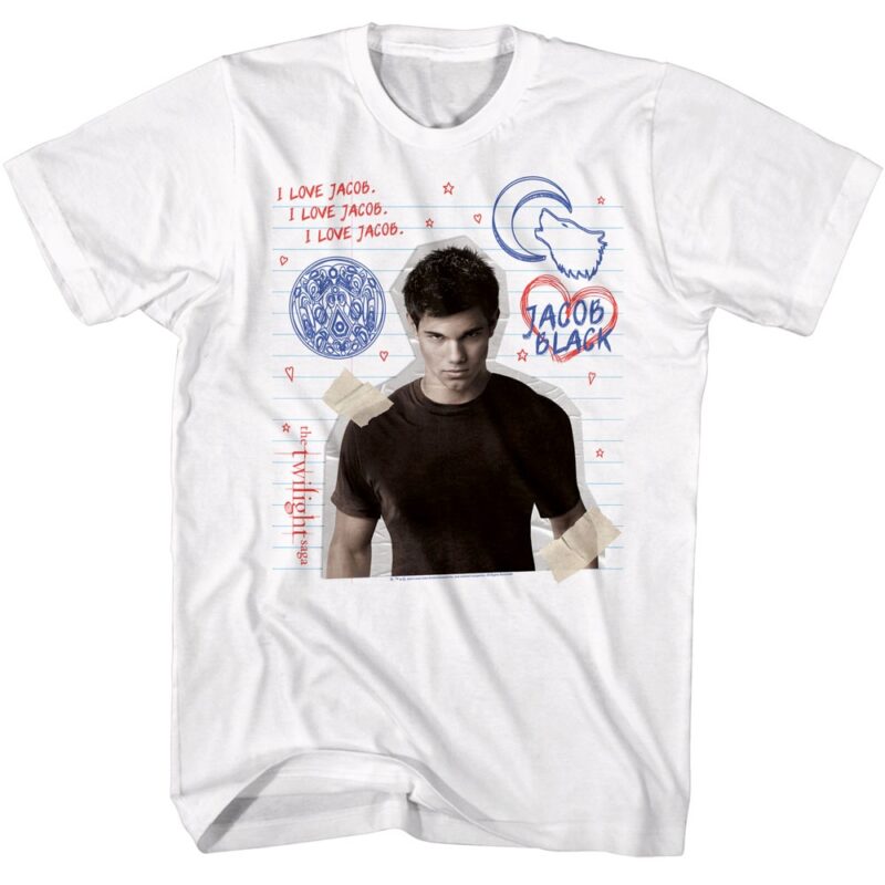 Twilight I Love Jacob Notebook Doodles Men’s T Shirt