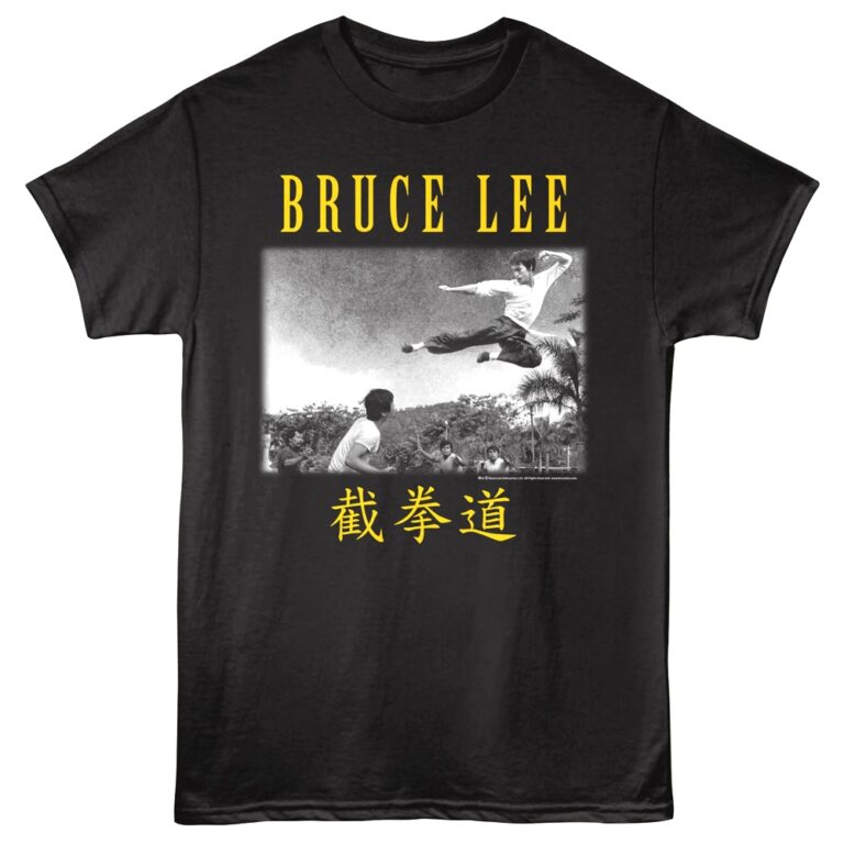 Bruce Lee Tropical Flying Kick Men’s T Shirt