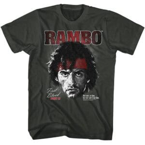 Vintage Rambo T-shirt featuring a bold movie character print and text design.