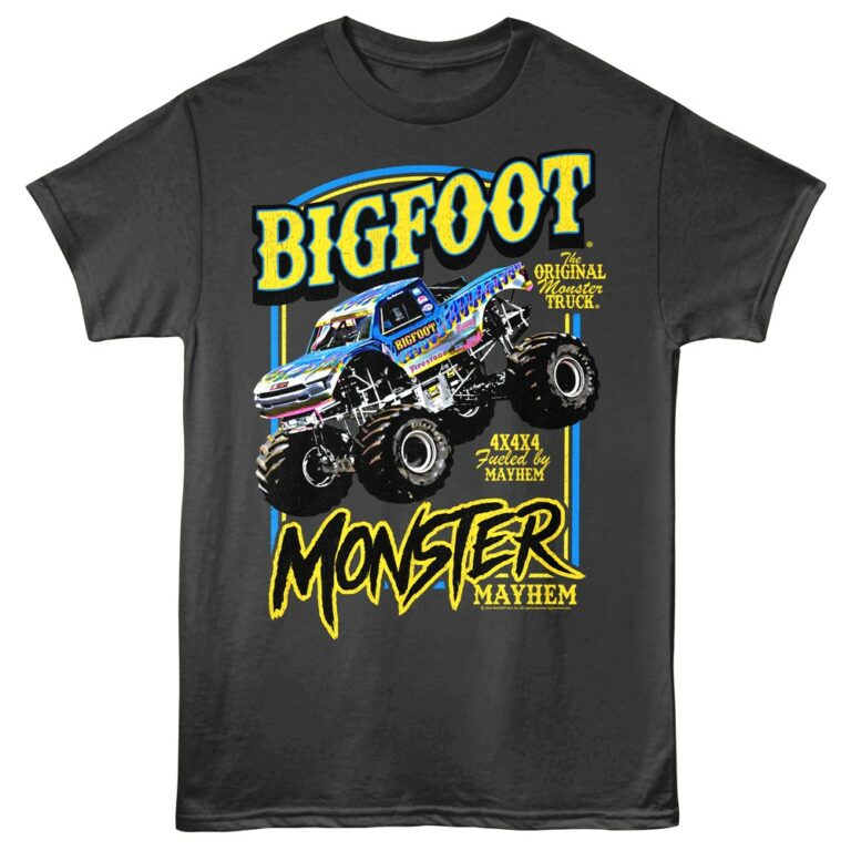 Bigfoot Monster Mayhem Men's T Shirt Charcoal
