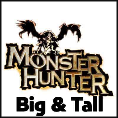 Large Monster Hunter T-shirt design, perfect for fans of big and tall sizes. Unique graphic apparel for gaming enthusiasts.