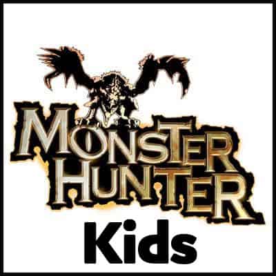 Colorful Monster Hunter logo for kids' fashion and gaming merchandise.