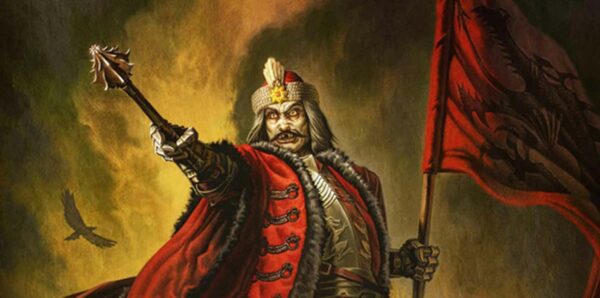 Vibrant depiction of a legendary Indian warrior holding a flag, symbolizing bravery and patriotism.