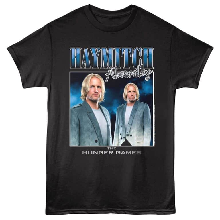 T-shirt featuring Haymitch Abernathy from The Hunger Games with a stylish design.