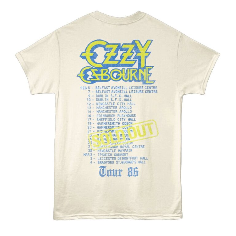 Ozzy Osbourne Original Sin UK Tour 86 Men's T Shirt Ivory