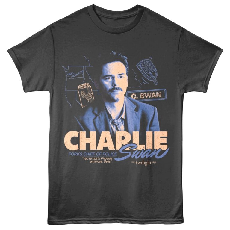 Twilight Forks Chief of Police Men's T Shirt Charcoal
